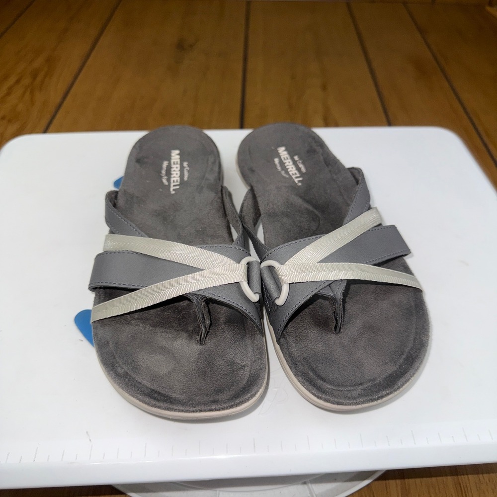 Merrell Terran Post II Charcoal Grey Memory Foam Sandals Womens 5 J000498